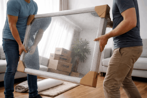 Moving a mirror with care